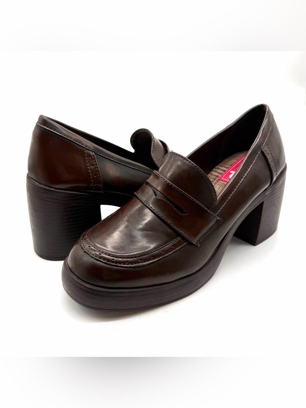Pop Wilder Platform Penny Loafers Brown Womens Size 11M Chunky Heel 90s Fall